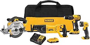 Ensemble d'outils électriques sans fil Dewalt 20 V avec 2 batteries et chargeur