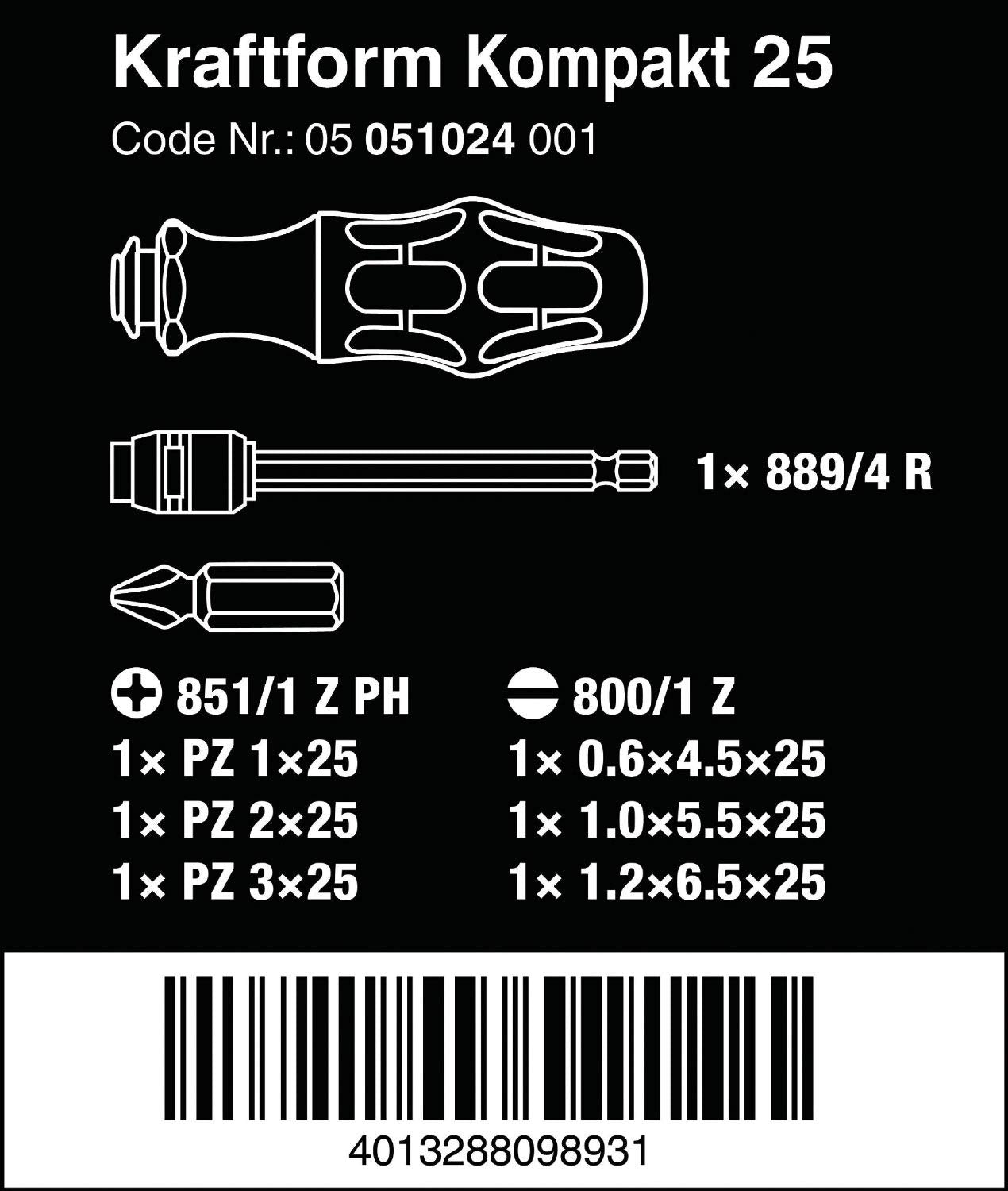 Wera Kraftform Kompact 25 avec pochette