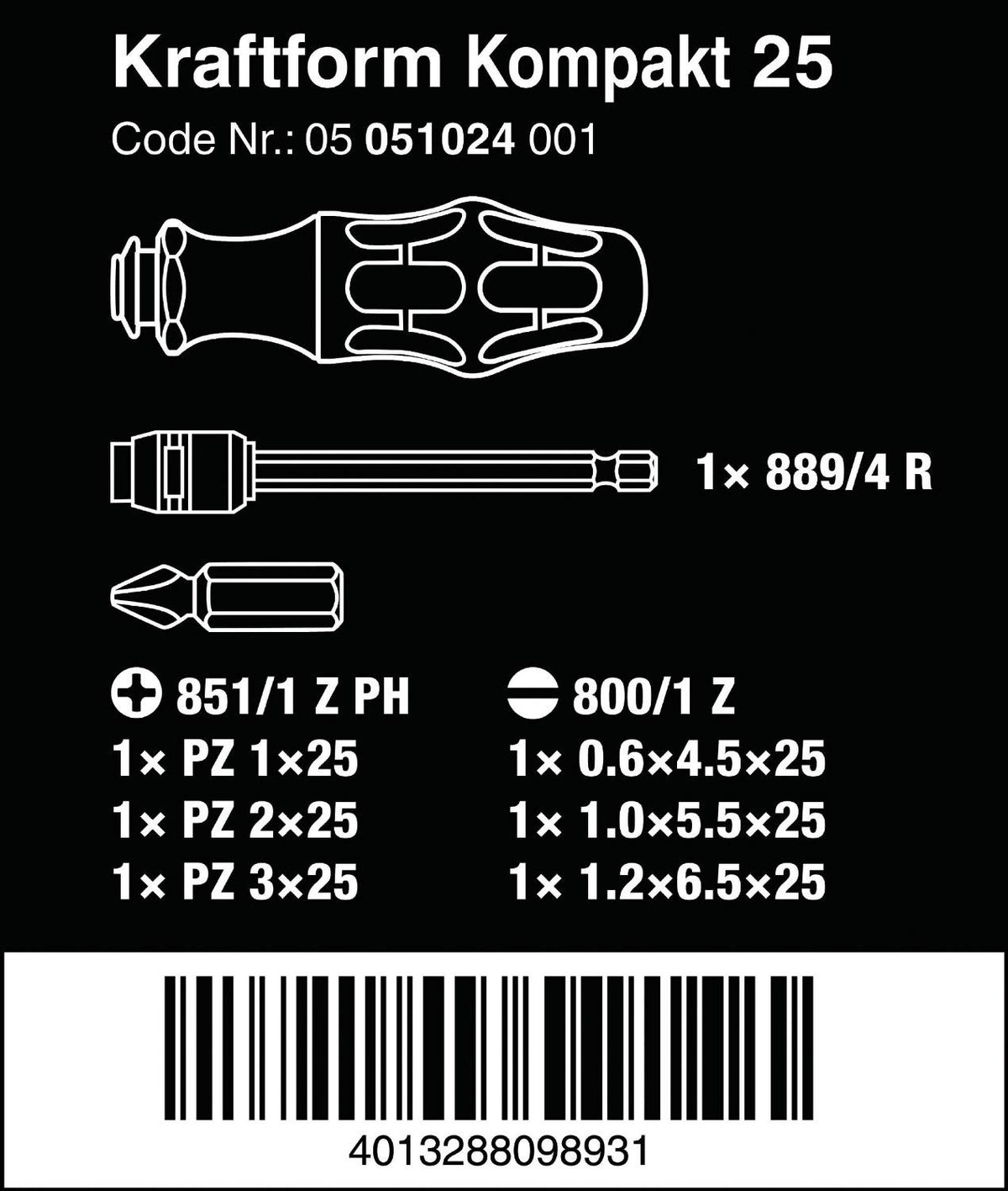Wera Kraftform Kompact 25 avec pochette