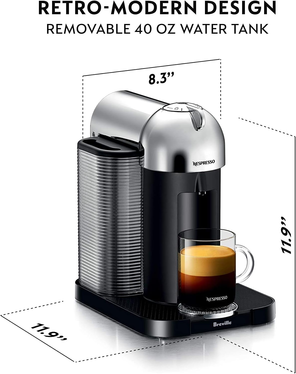 Machine à café et expresso Nespresso Vertuo de Breville - Chrome