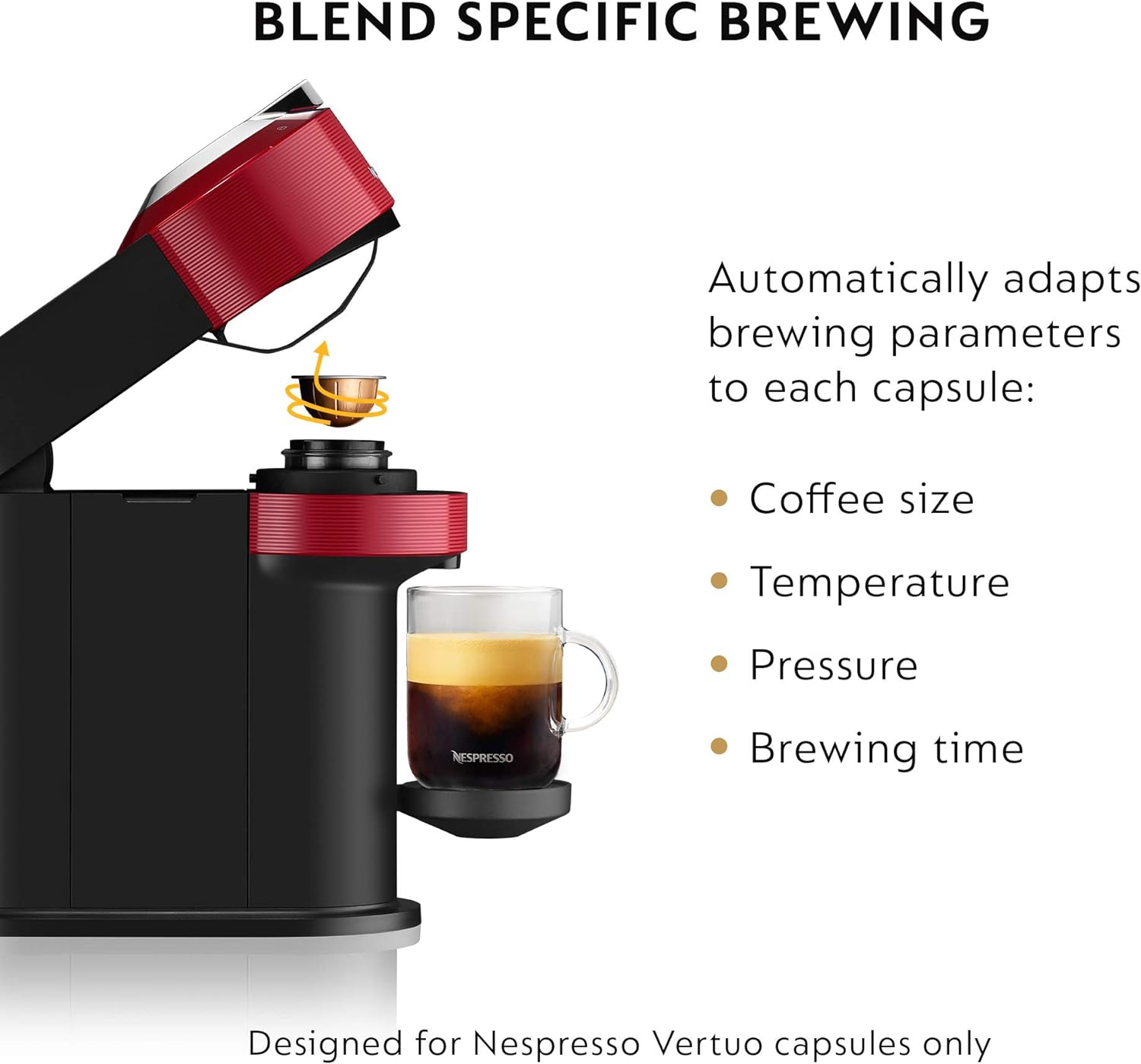 Machine à café et expresso Nespresso Vertuo Next de Breville - Rouge cerise