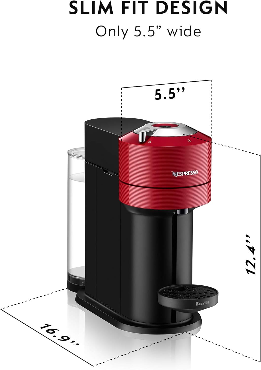 Machine à café et expresso Nespresso Vertuo Next de Breville - Rouge cerise