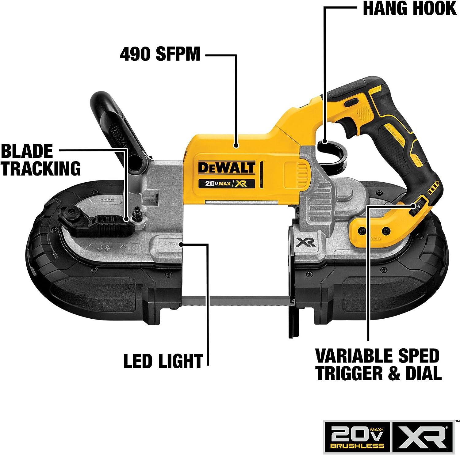 Scie à ruban à coupe profonde Dewalt Max, outil nu