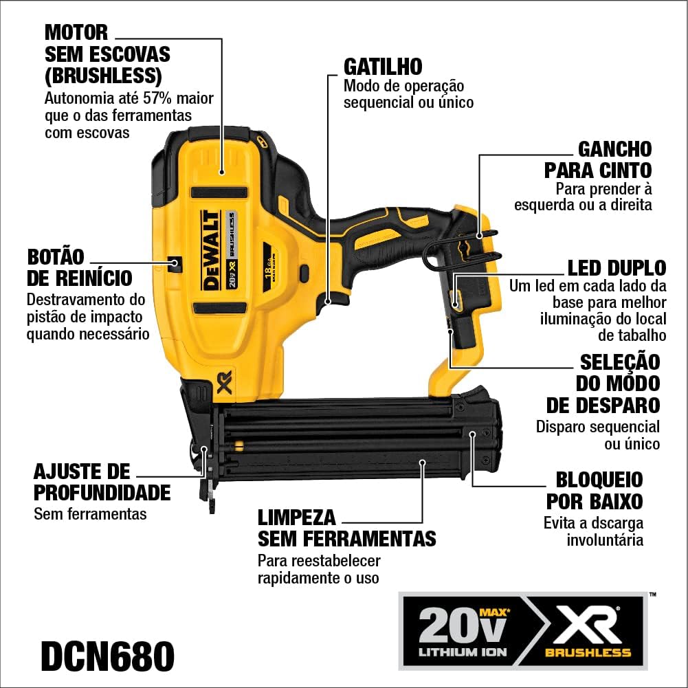 Dewalt 20V MAX XR, outil de clouage Brad de calibre 18 uniquement