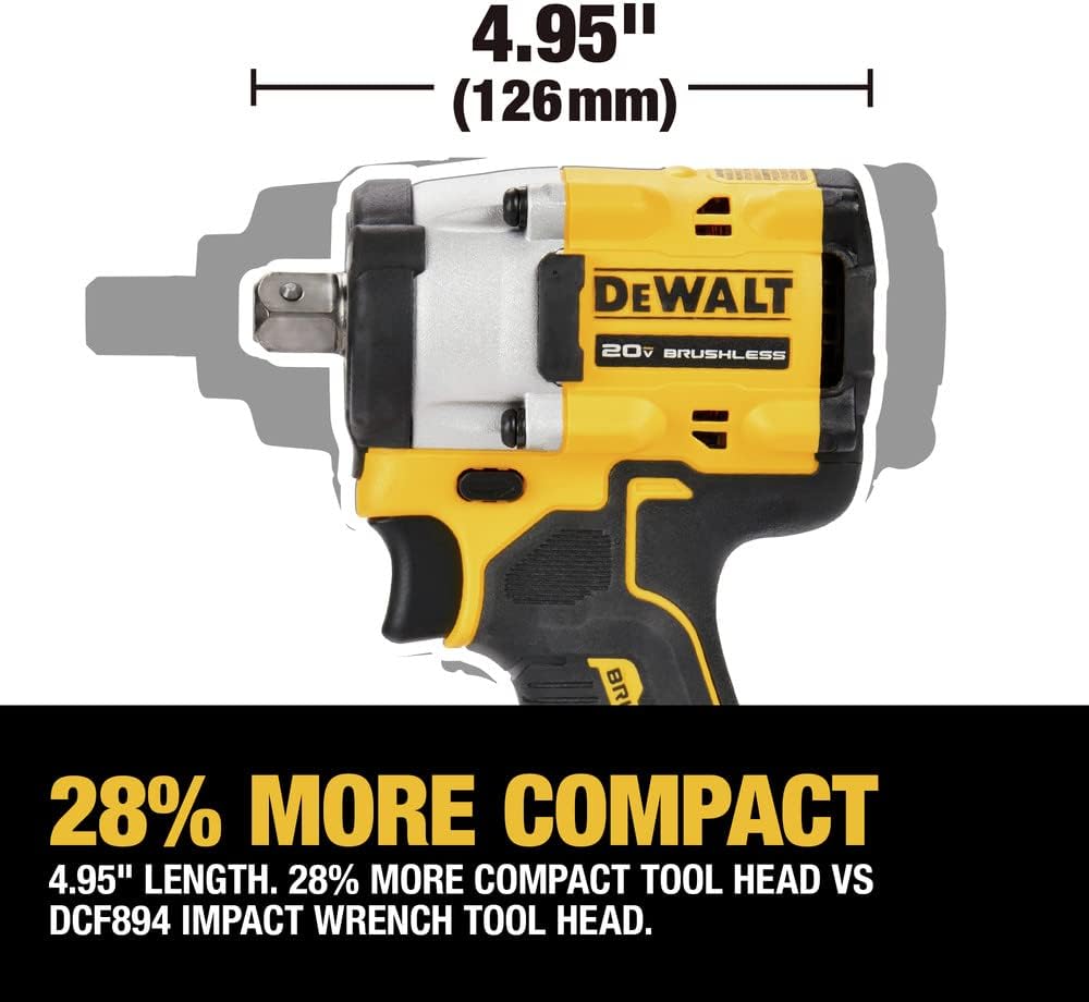 Dewalt Atomic 20V Max Clé à chocs sans fil avec enclume à goupille de détachement I/2 In - Outil seulement