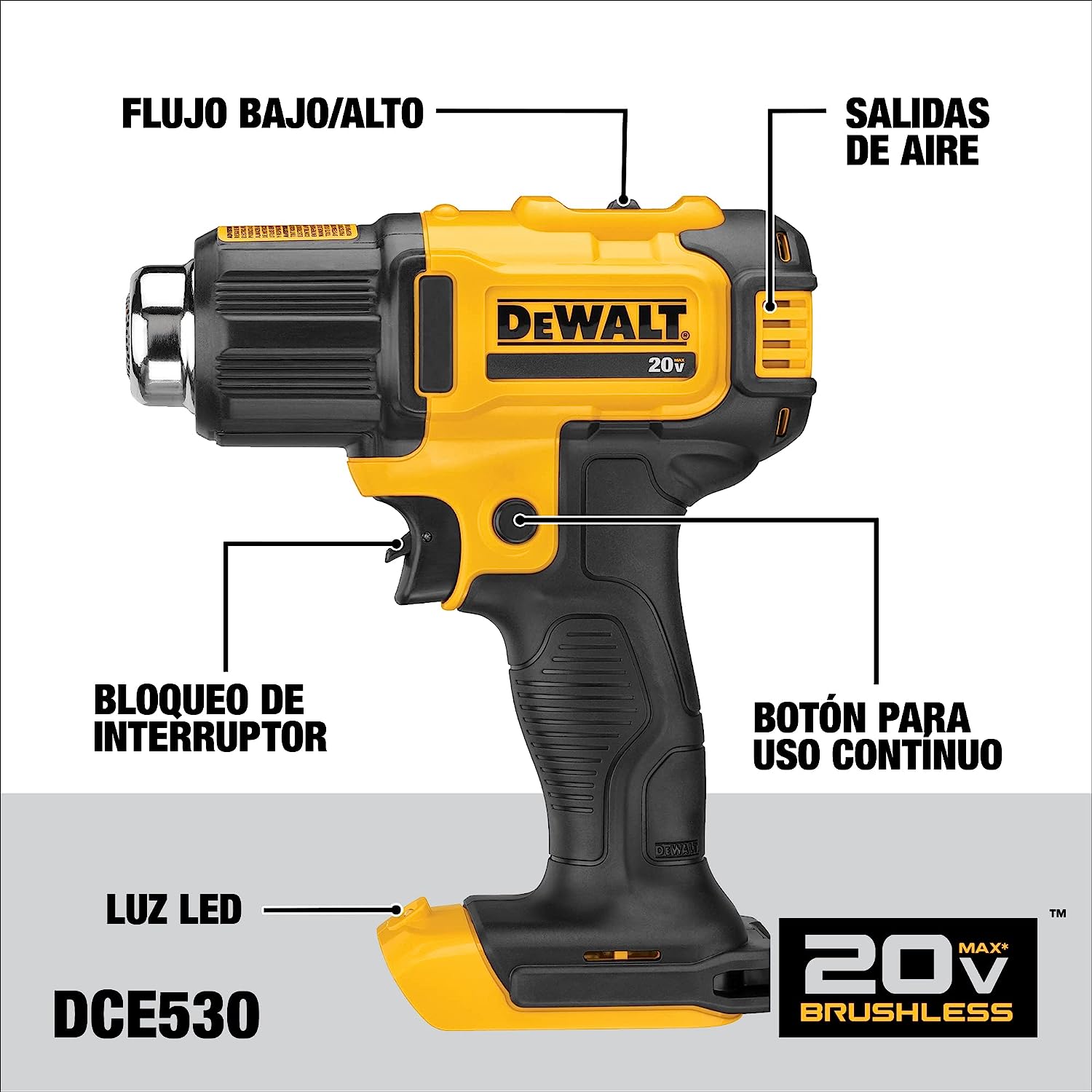 Pistolet thermique sans fil Dewalt 20 V Max, outil uniquement