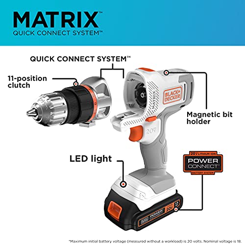 Kit combiné sans fil Matrix 20 V Max de Black & Decker - Blanc et orange