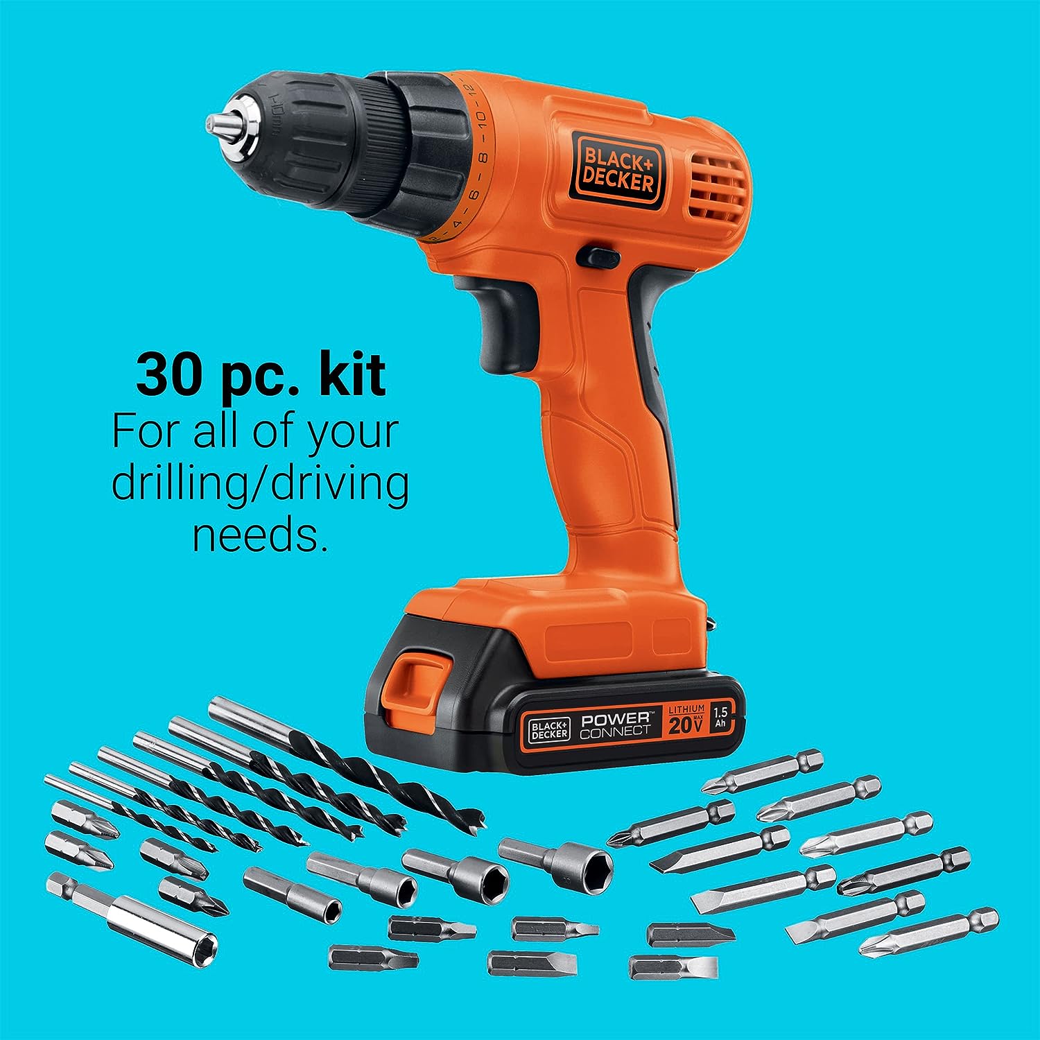 Perceuse sans fil 20 V Max Power Connect de Black & Decker - Orange