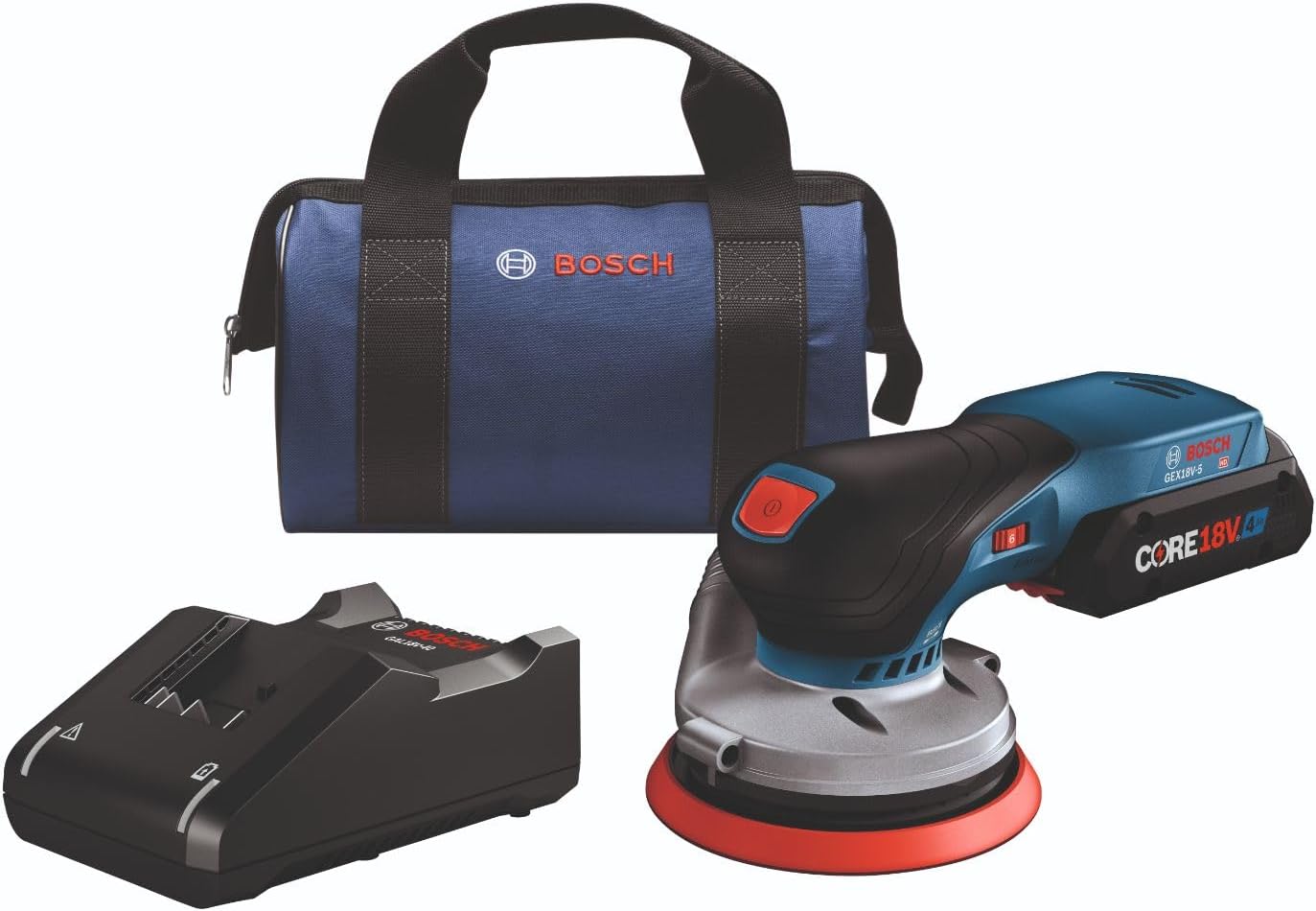 Kit de ponceuse orbitale aléatoire sans balais Bosch avec batterie avancée de 18 V