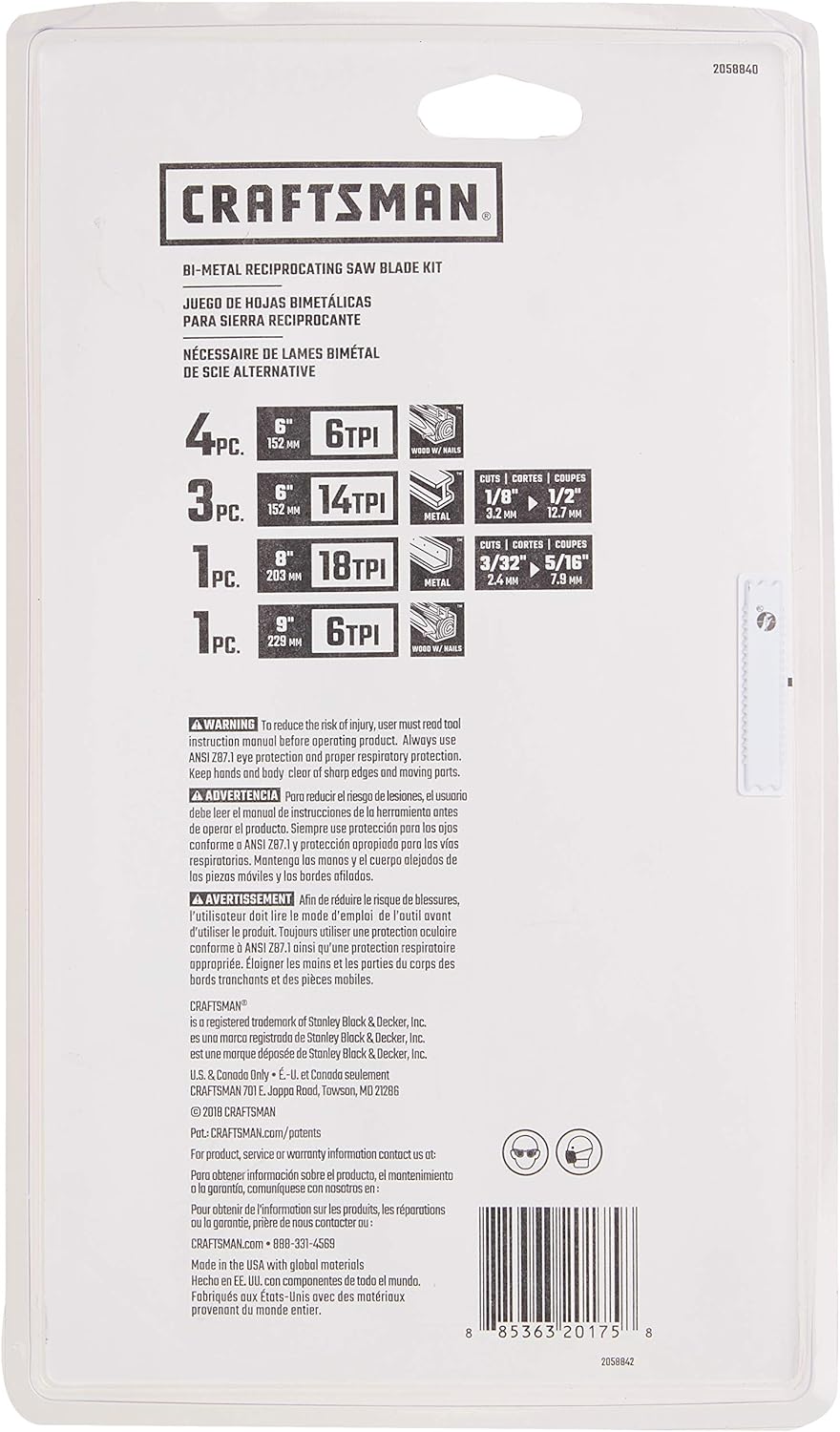 Ensemble Craftsman de 9 lames de scie alternative