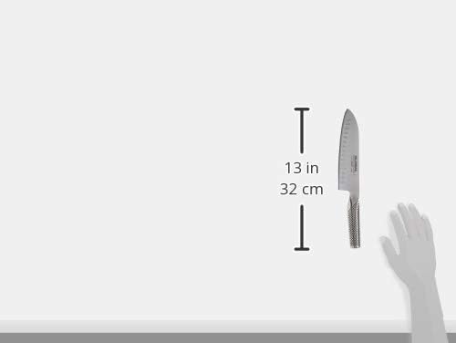 Couteau Santoku à sol creux Global de 7 pouces - Argent