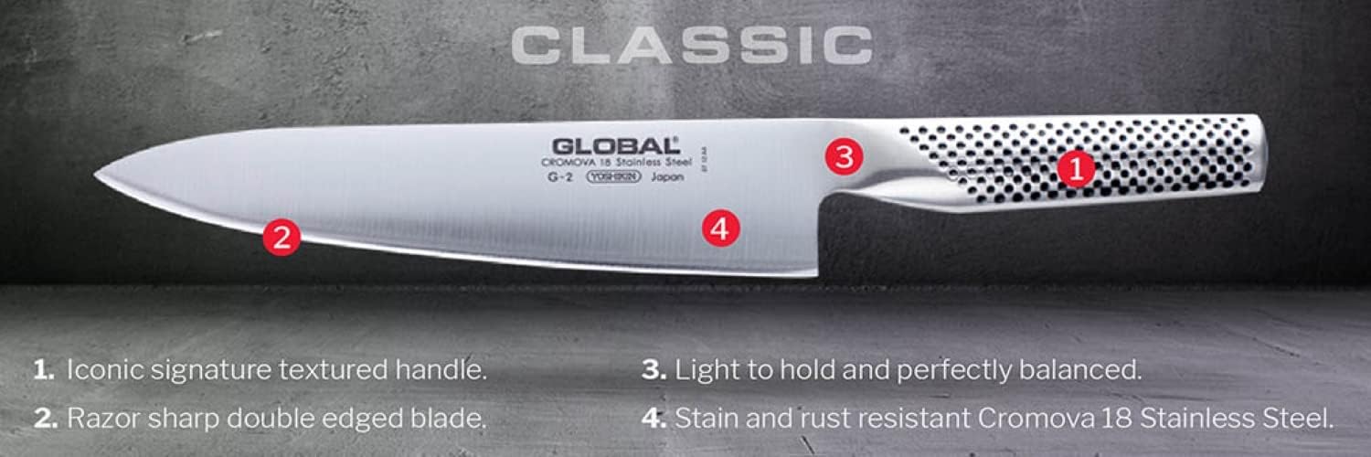 Couteau Santoku à sol creux Global de 7 pouces - Argent