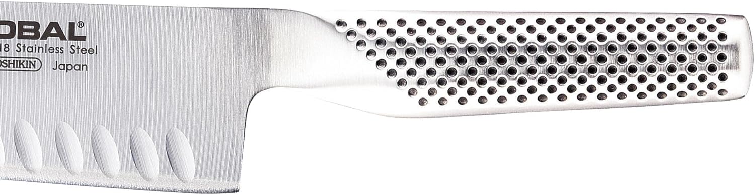 Couteau Santoku à sol creux Global de 7 pouces - Argent