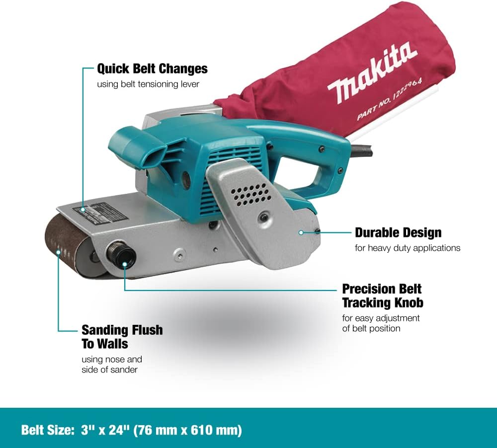 Makita Ponceuse à bande 3 "X24" sans poussière - Bleu