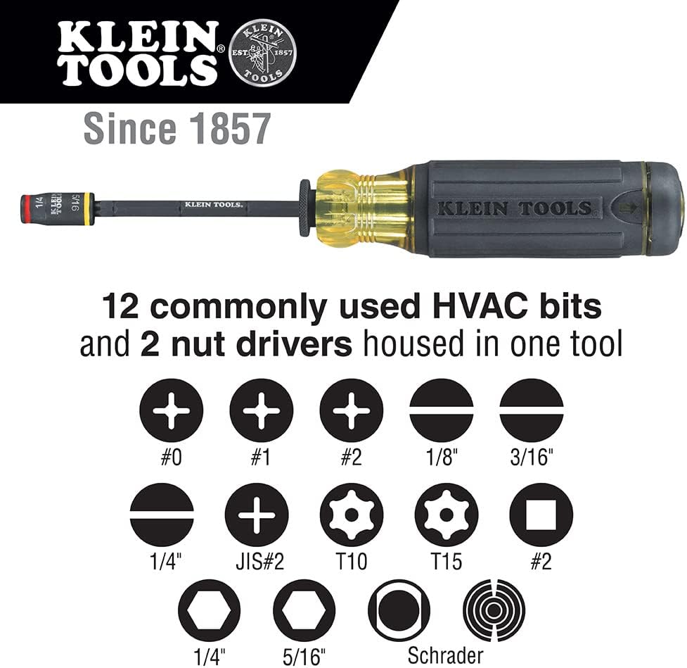 Klein Tools 14 in 1 Adjustable Screwdriver with Flip Socket