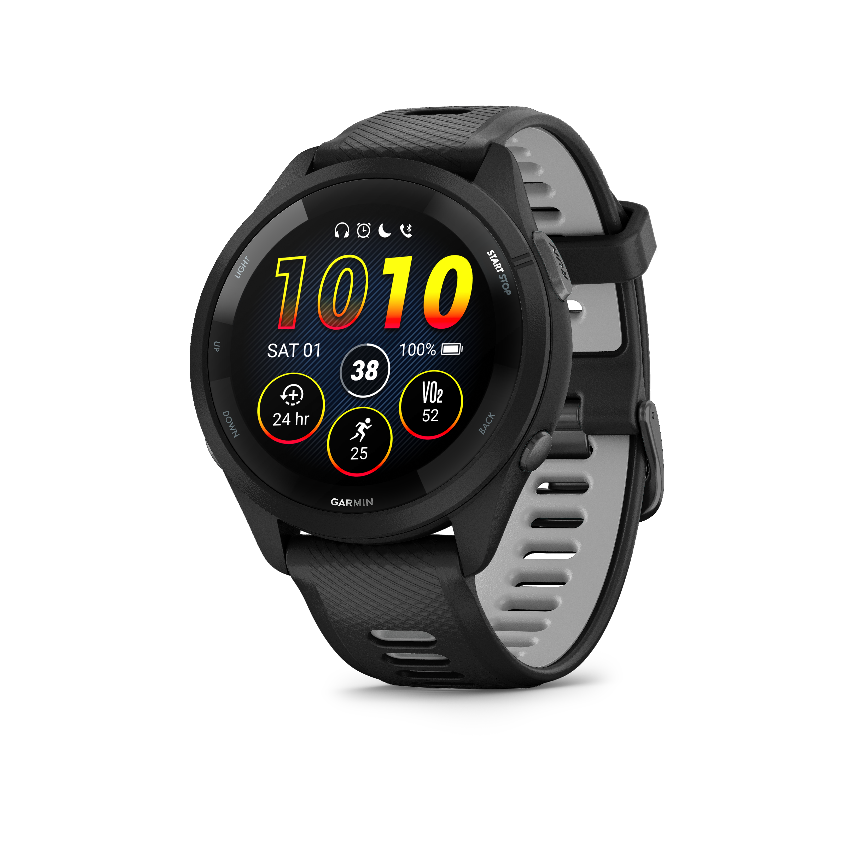 Garmin Forerunner 265 44mm Running Smartwatch - Black and Powder Gray