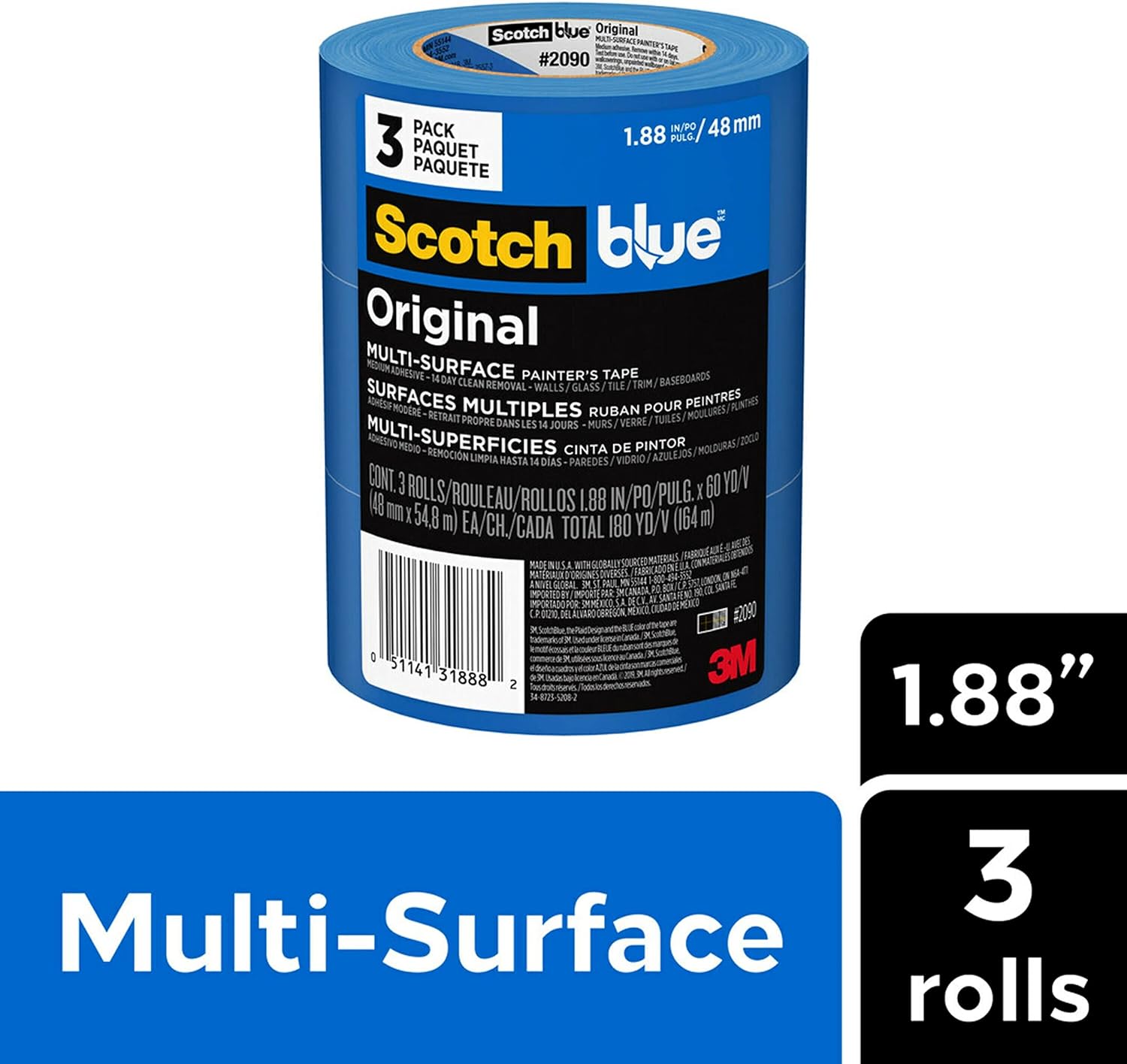 ScotchBlue Multi-Surface Painter Tape 48 mm - 3 rouleaux