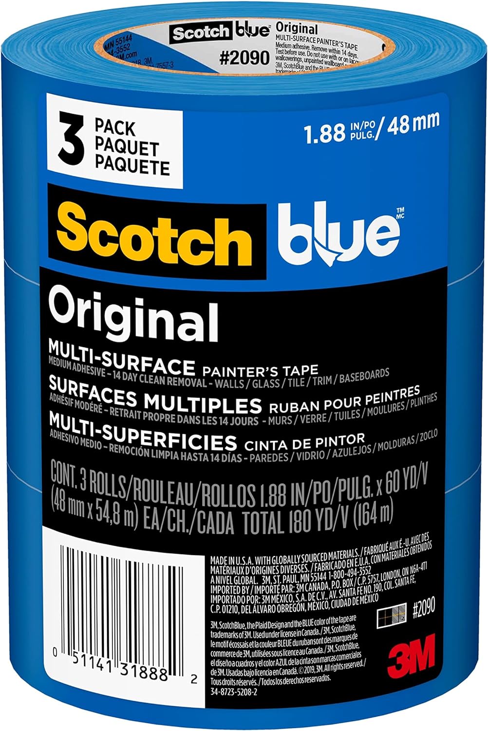 ScotchBlue Multi-Surface Painter Tape 48 mm - 3 rouleaux