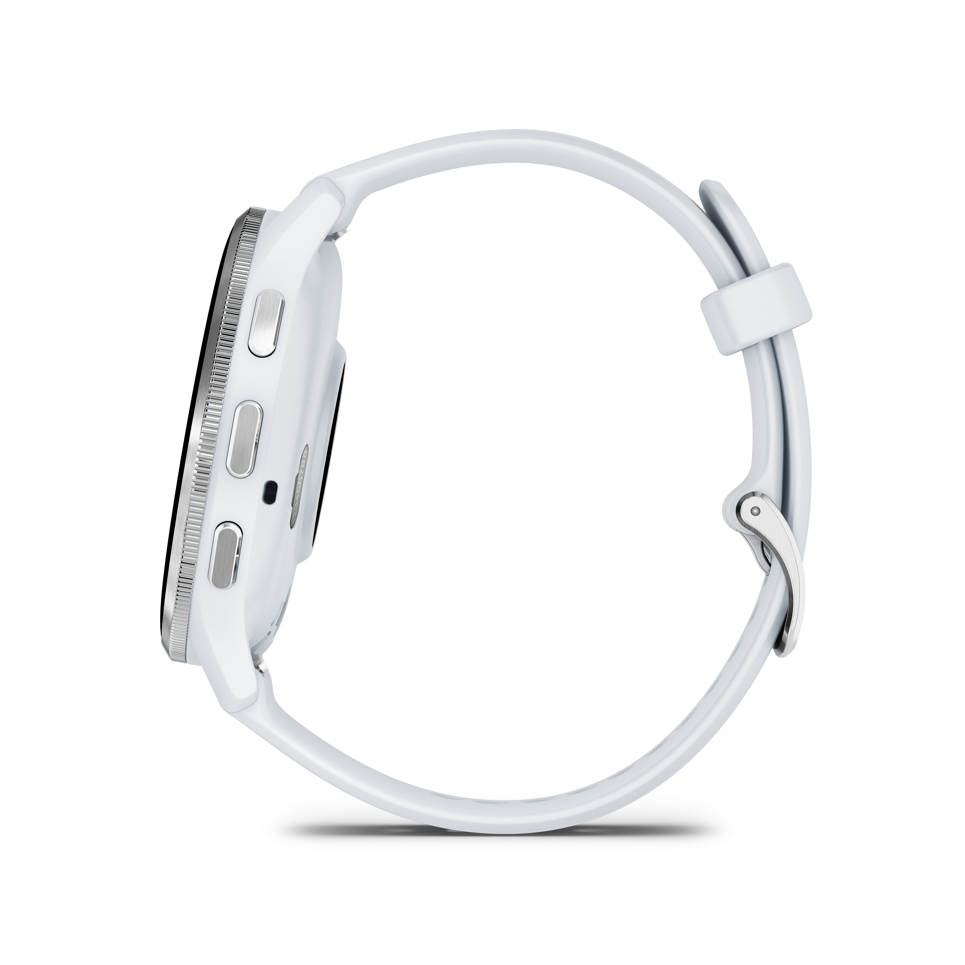 Garmin Venu 3 - Lunette en acier inoxydable argentée avec boîtier en pierre blanche et bracelet en silicone