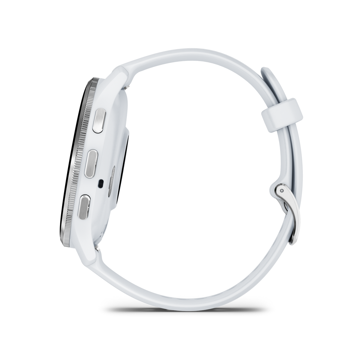 Garmin Venu 3 - Lunette en acier inoxydable argentée avec boîtier en pierre blanche et bracelet en silicone