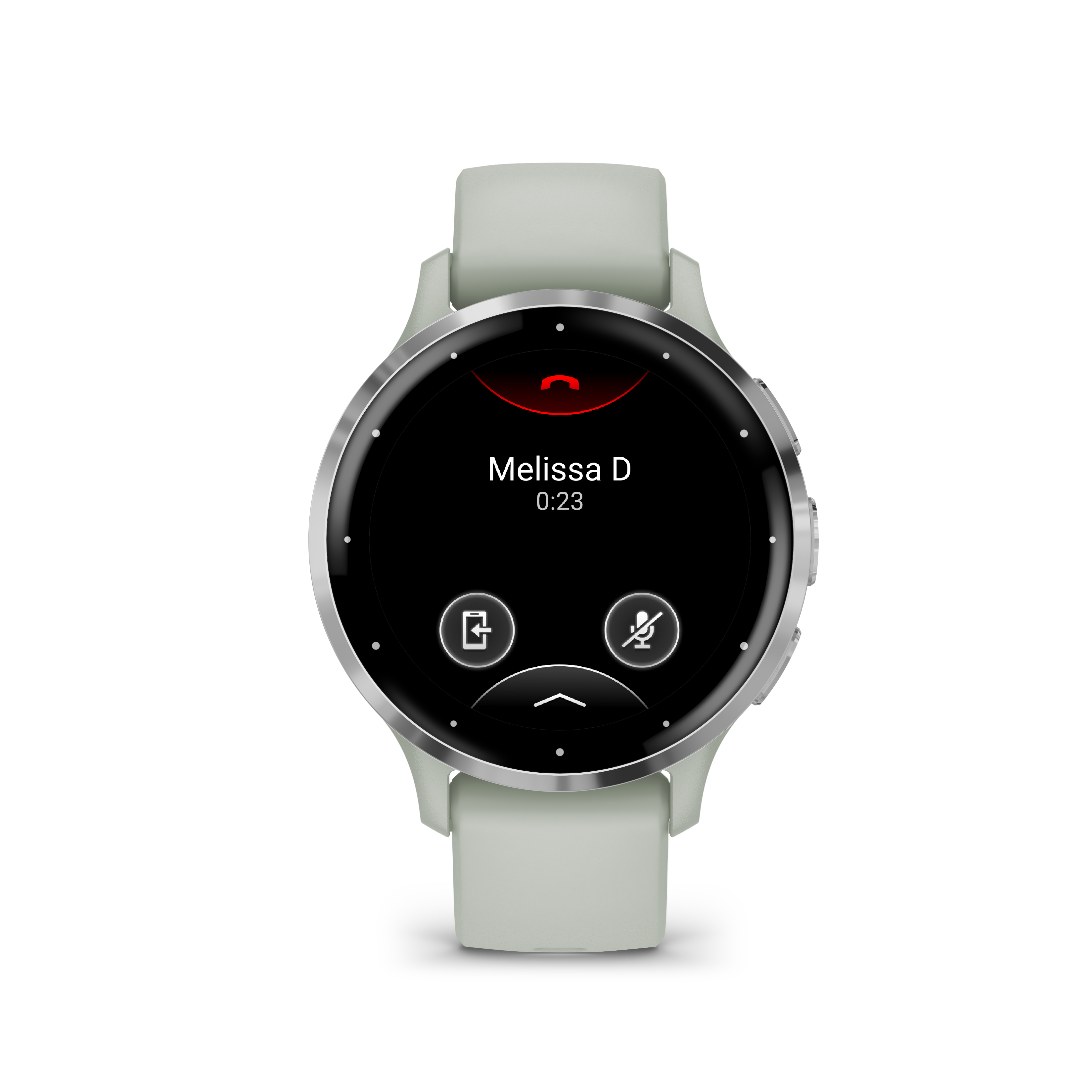 Garmin Venu Lunette en acier inoxydable argentée avec boîtier gris sauge et bracelet en silicone
