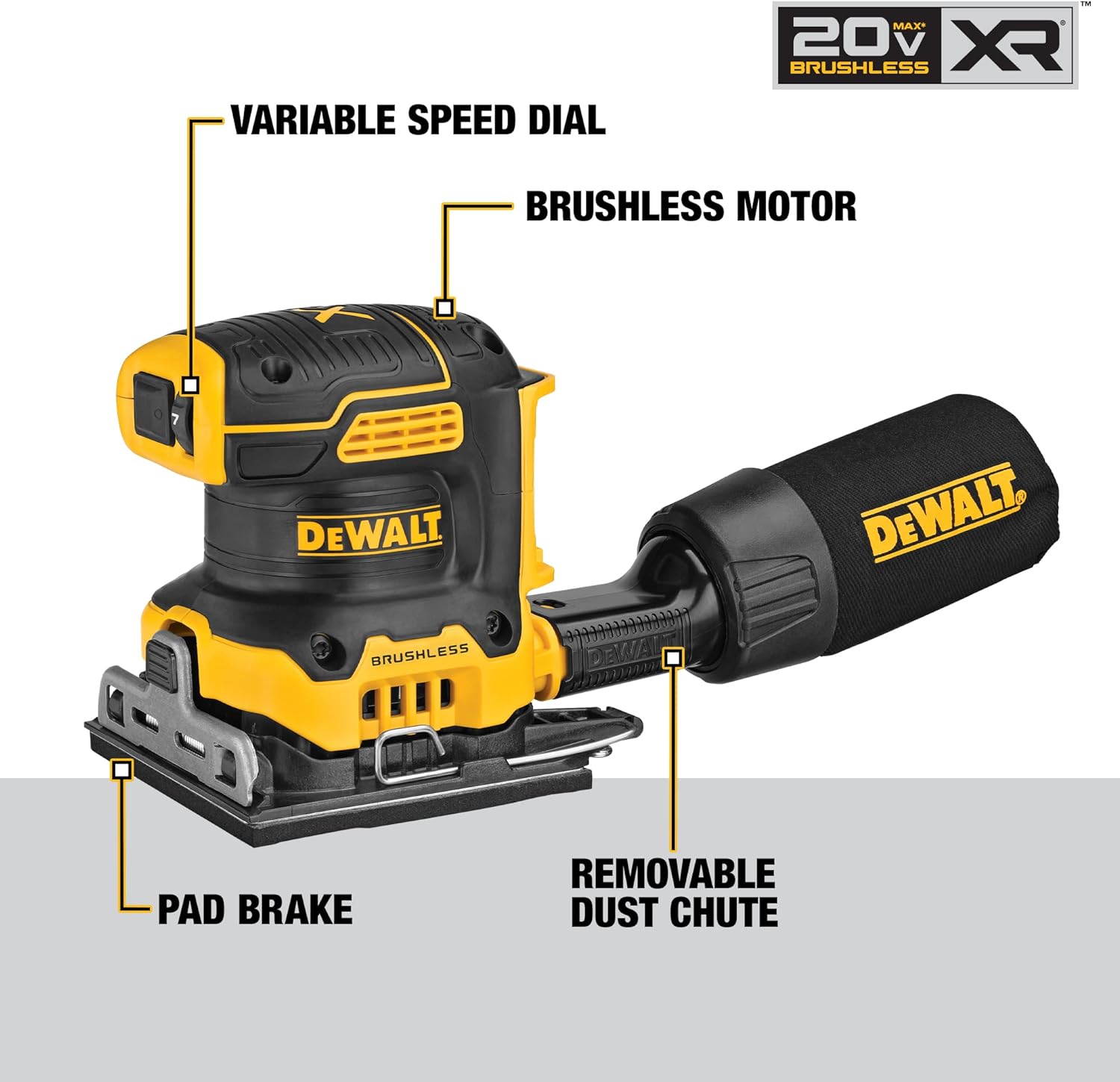 Dewalt 20V Max XR Brushless Cordless 1/4 Sheet Variable Speed Sander (ponceuse à vitesse variable)