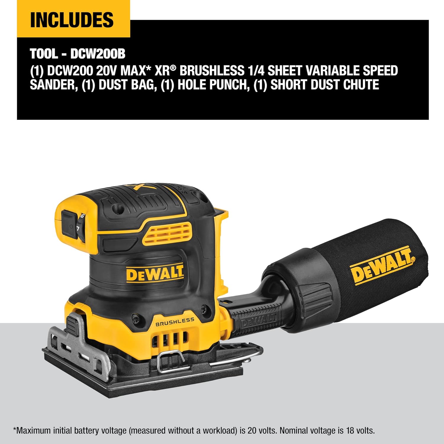 Dewalt 20V Max XR Brushless Cordless 1/4 Sheet Variable Speed Sander (ponceuse à vitesse variable)