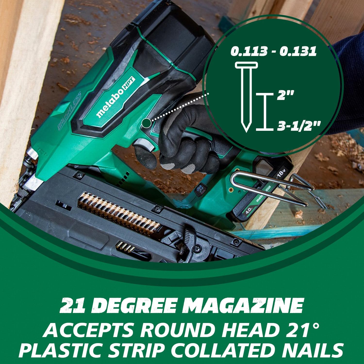 Metabo Kit cloueur pour charpente sans fil 2" à 3-1/2" HPT 18V MultiVolt