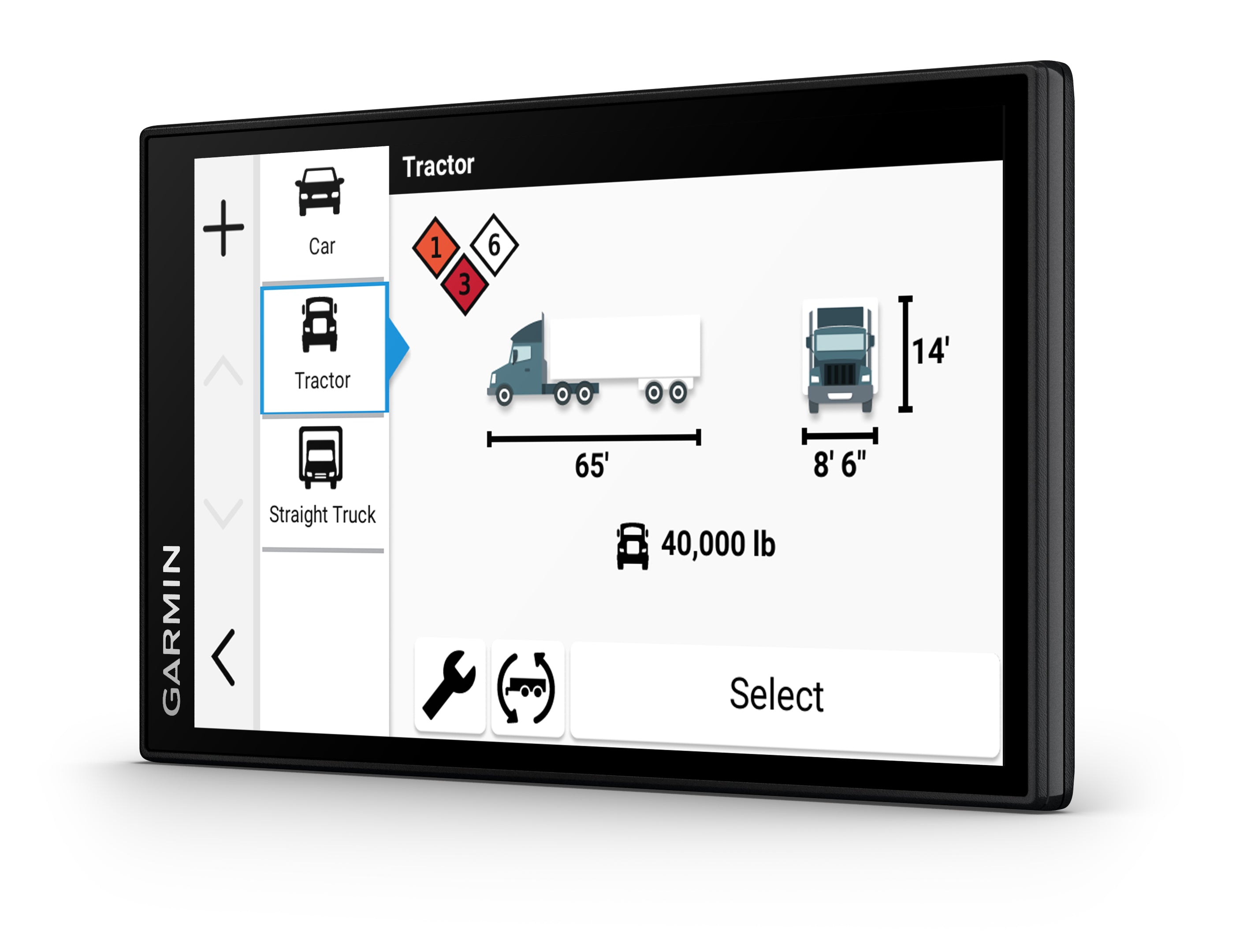Navigateur de camion Gamin Dezl OTR620
