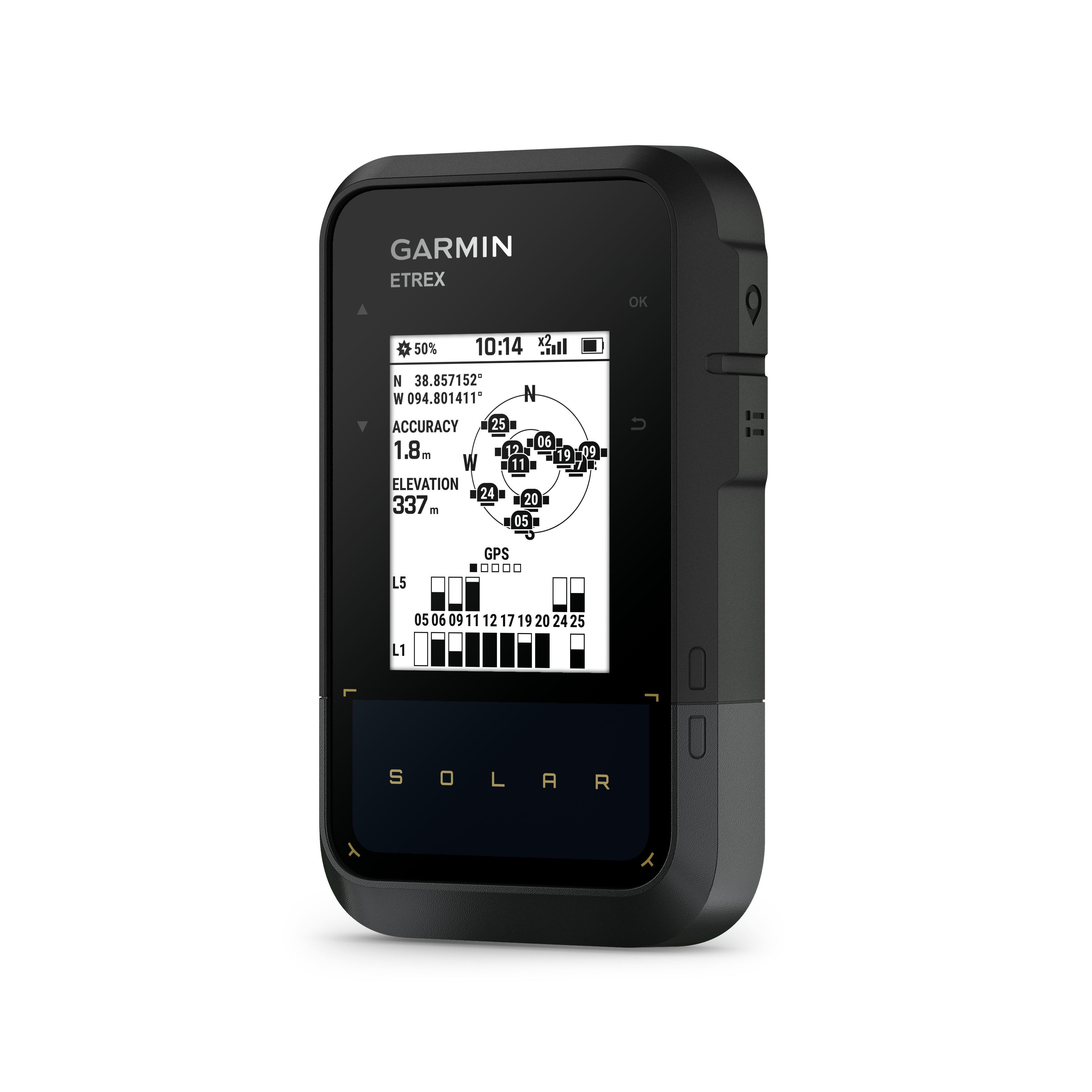 Garmin Etrex Solar GPS Handheld Navigator with Unlimited Battery Life - Water Resistant