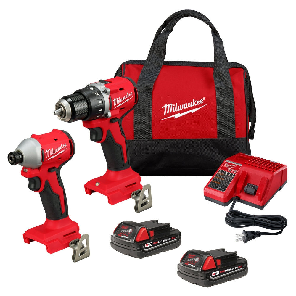 Kit combiné compact sans balais Milwaukee avec perceuse et visseuse à percussion