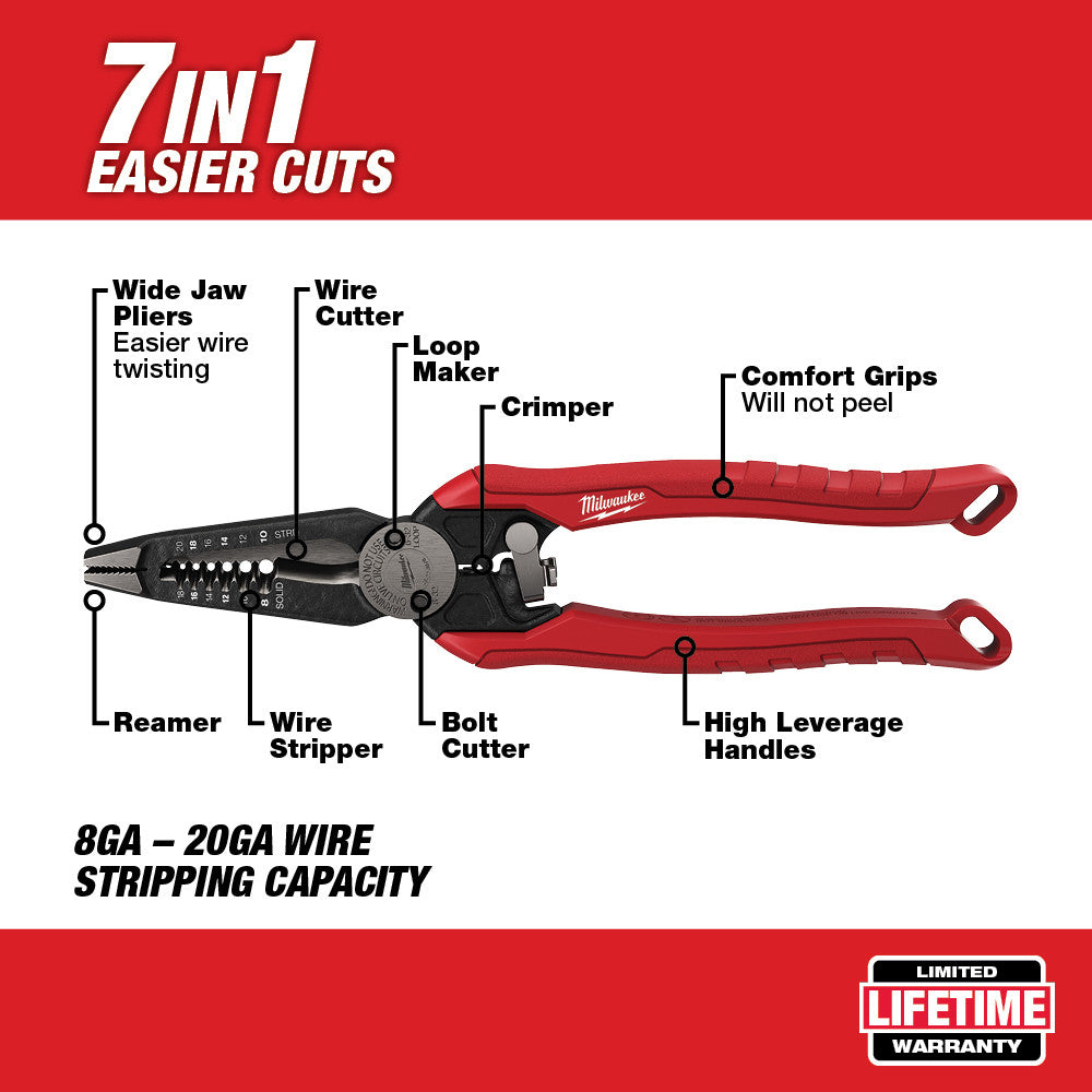 Milwaukee 7 en 1 pince combinée à fort effet de levier