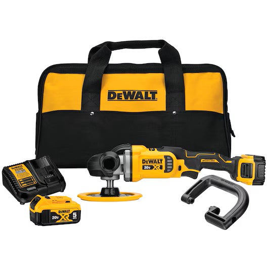 Dewalt 20V MAX XR 7" Kit de polisseuse rotative variable avec 2 batteries et un sac