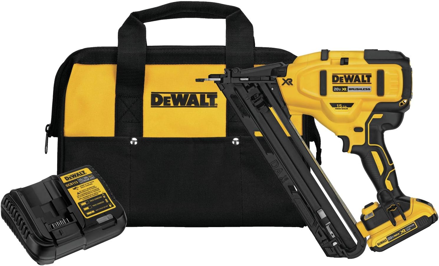 Dewalt 20V Max XR 15 Gauge Angled Finish Nailer (2.0AH) w/ 1 Battery And Bag