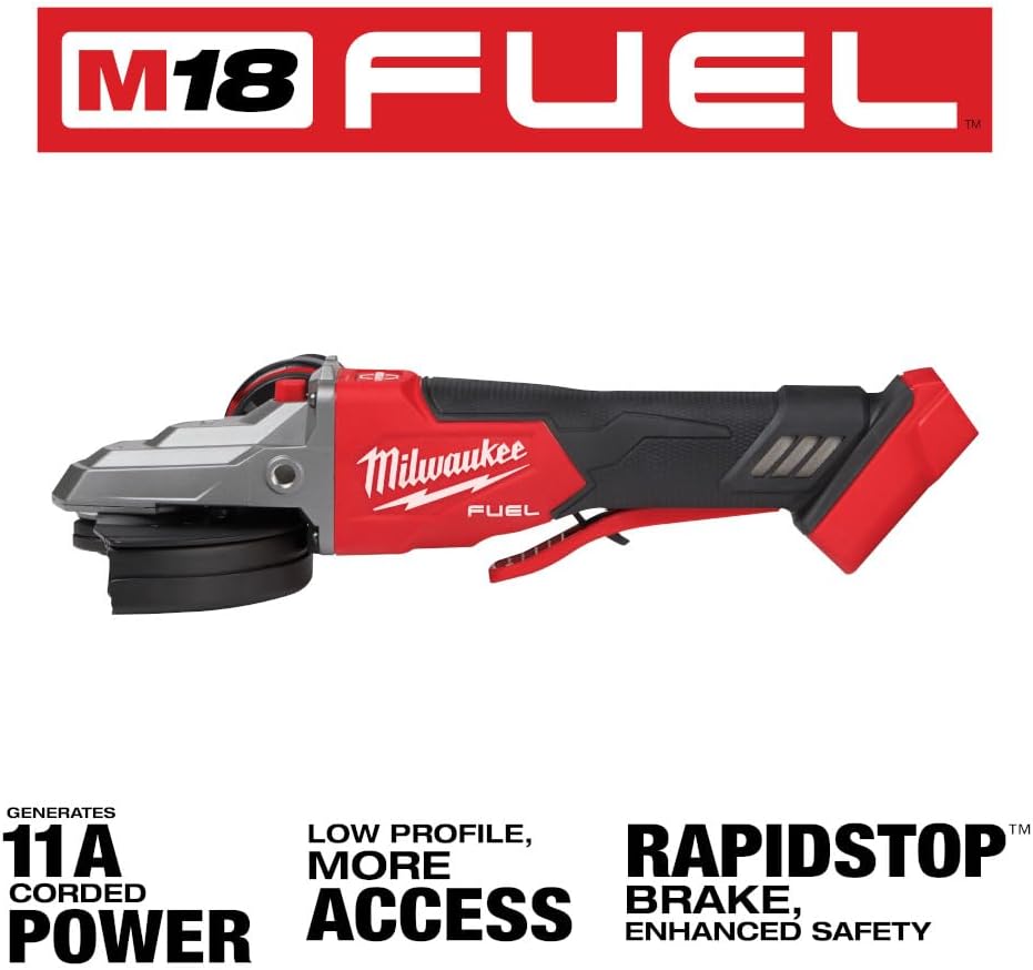Milwaukee M18V Fuel Lithium-Ion 5" sans balais meuleuse plate à freinage avec interrupteur à palette - Outil seulement