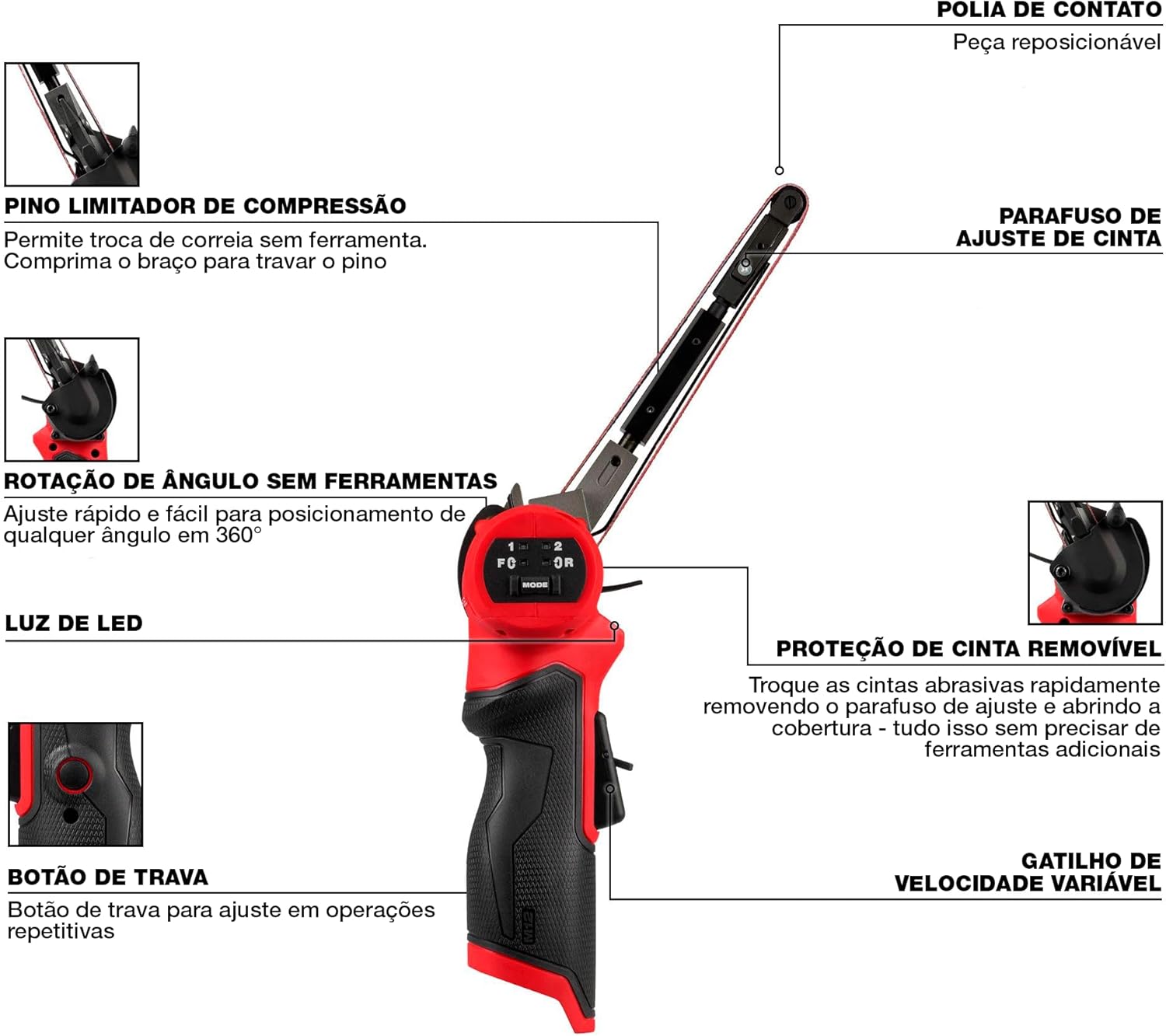 Lime à ruban Milwaukee M12 Fuel 1/2" x 18" - Outil seulement