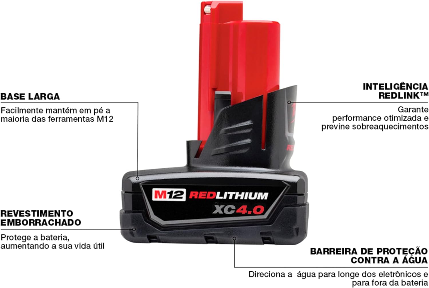 Milwaukee M12 Redlithium XC avec batterie à capacité étendue 4.0 Ah