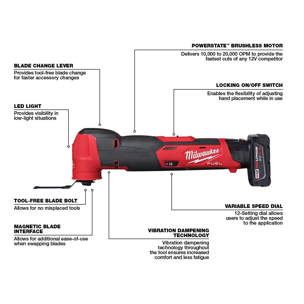 Milwaukee M12 Fuel Brushless Cordless Lithium-Ion Oscillating Multi Tool