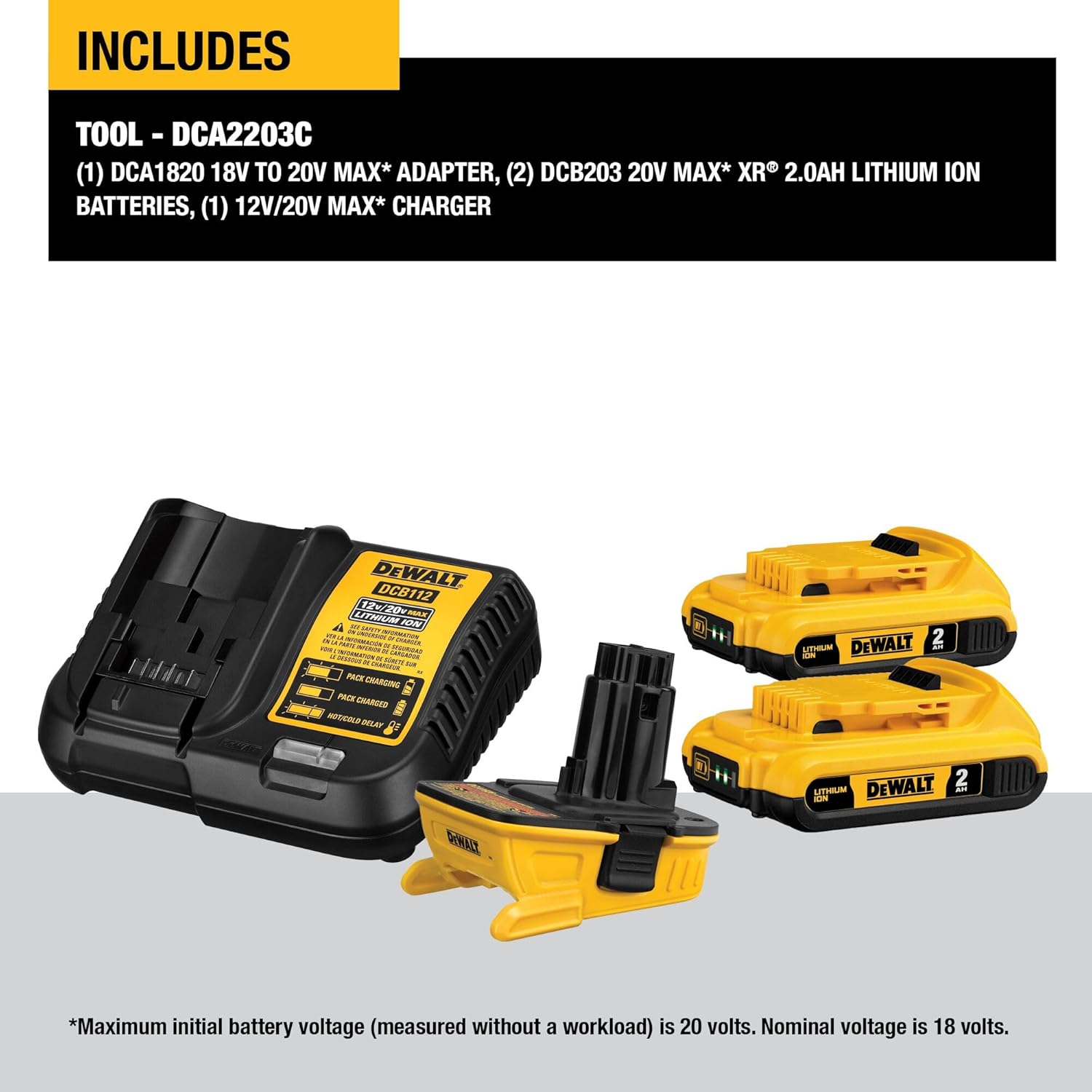 Kit adaptateur Dewalt 18v à 20v