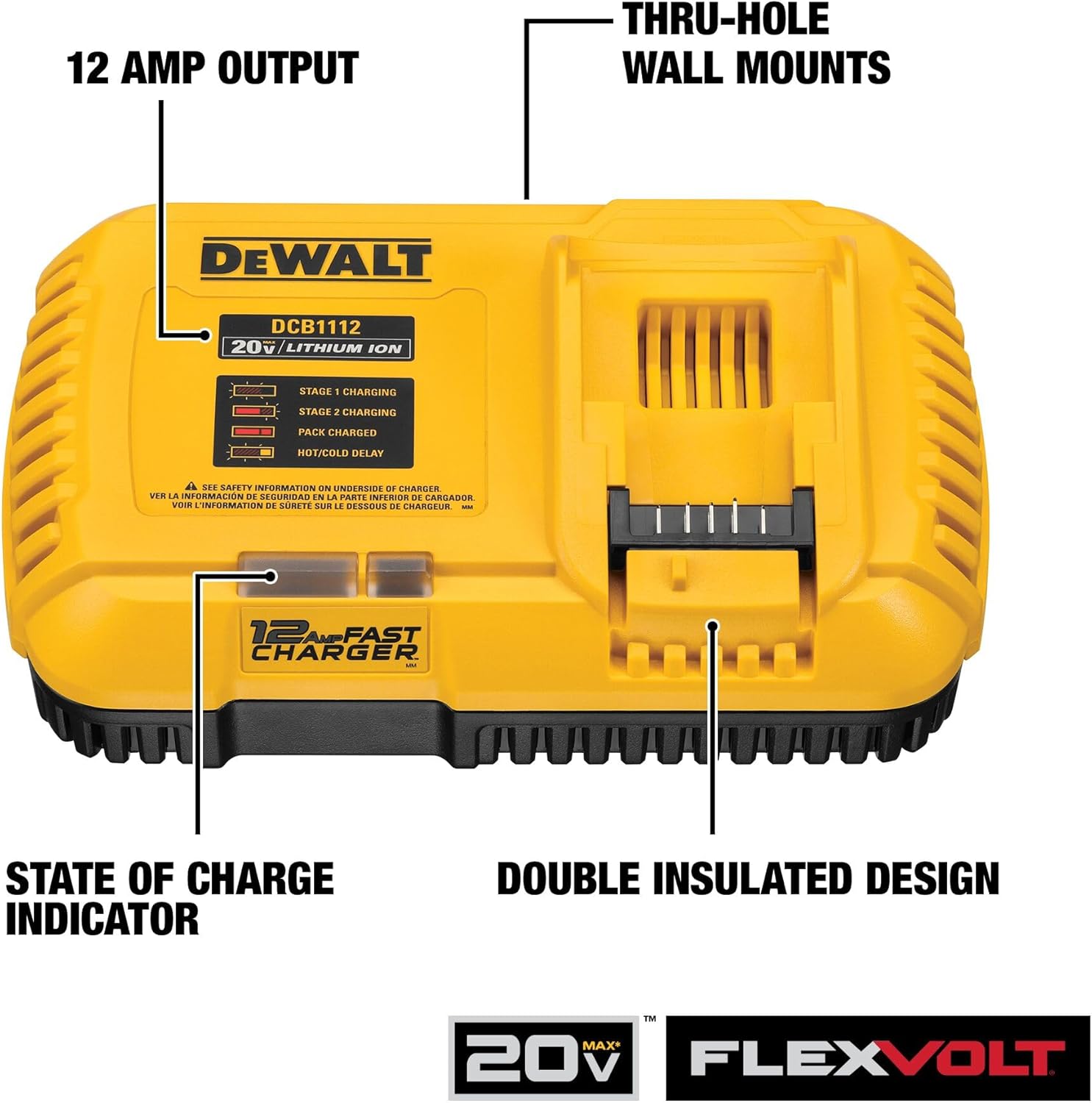 Chargeur de batterie Dewalt 20V Plus Flexvolt Fast Charger