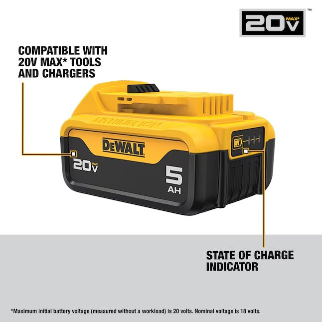 Lot de 2 batteries lithium-ion Dewalt 20 V Max XR 5,0 Ah