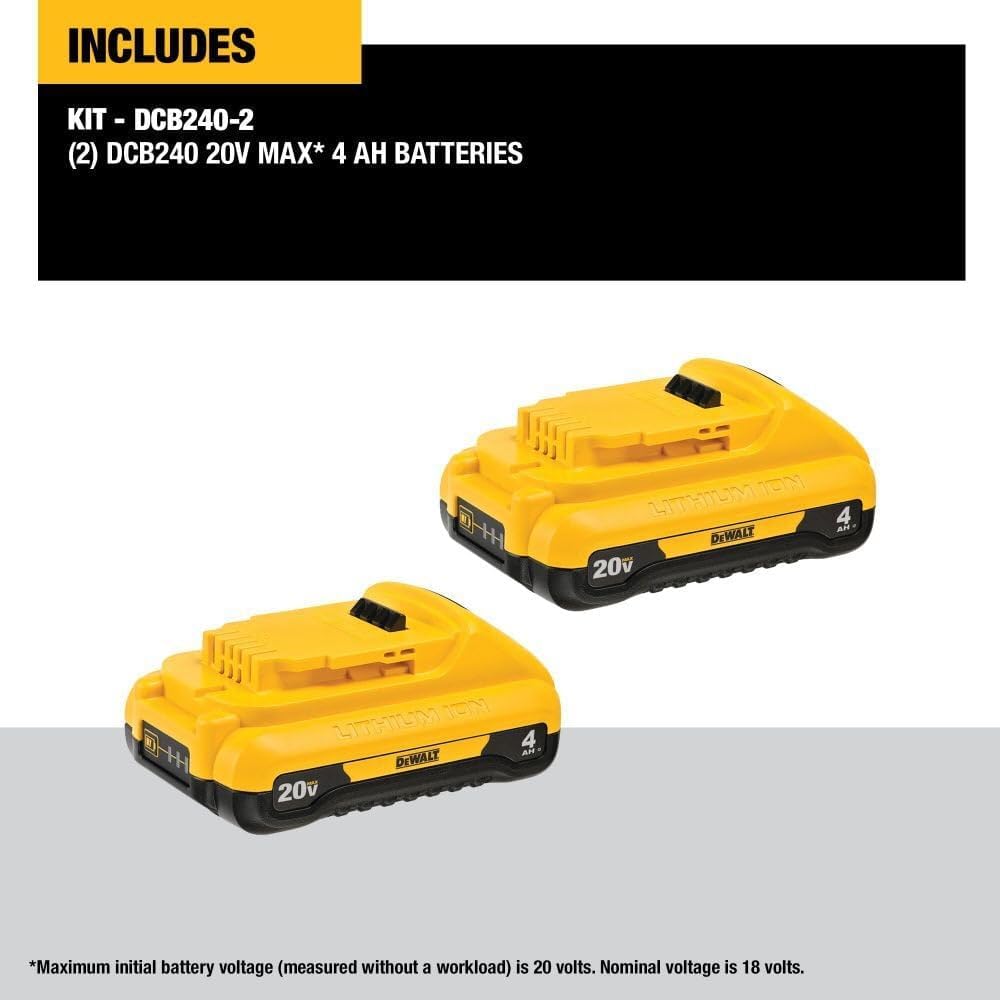 Batteries compactes Dewalt 20V Max 4.0Ah - 2 packs