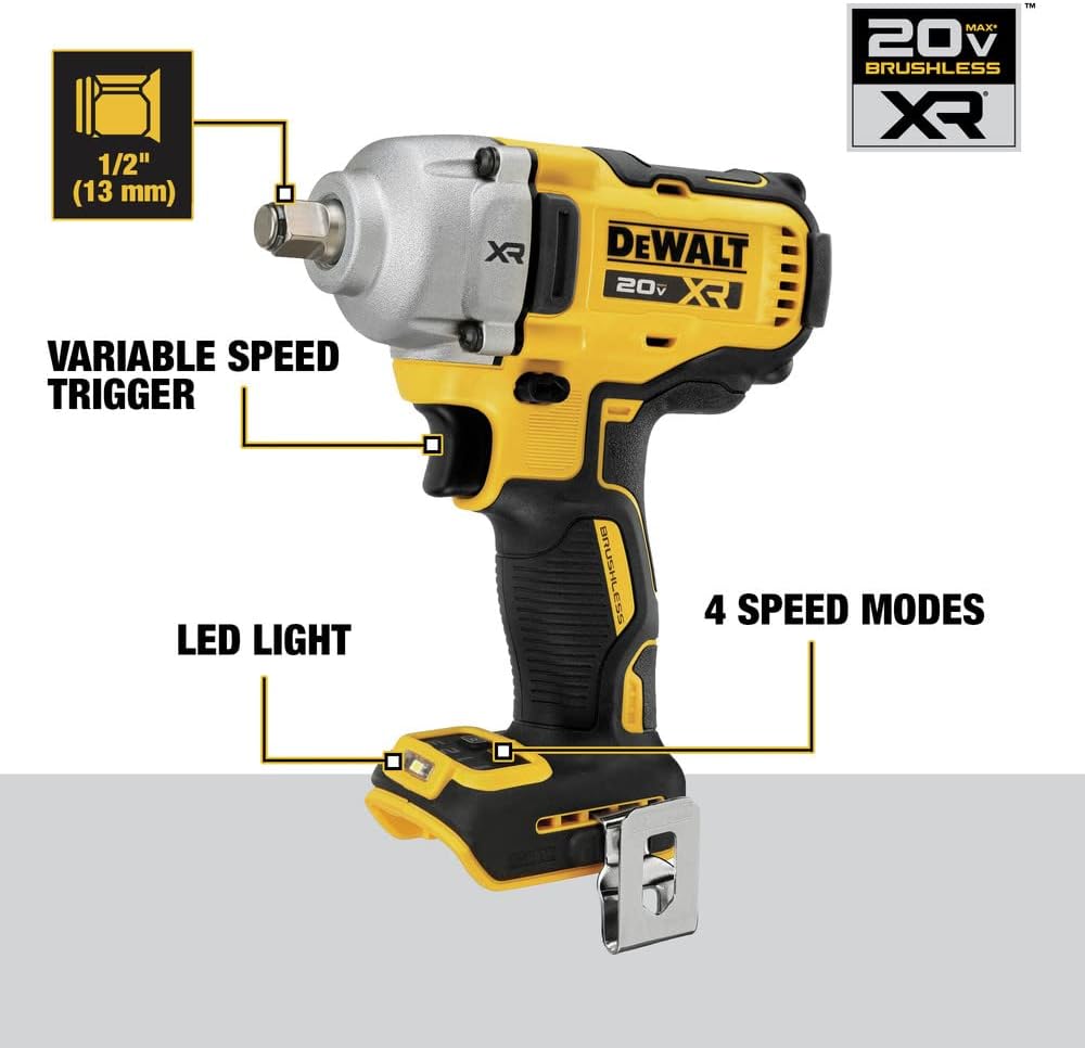 Dewalt 20V Max Clé à chocs moyenne 1/2" anneau HOG - Outil seul