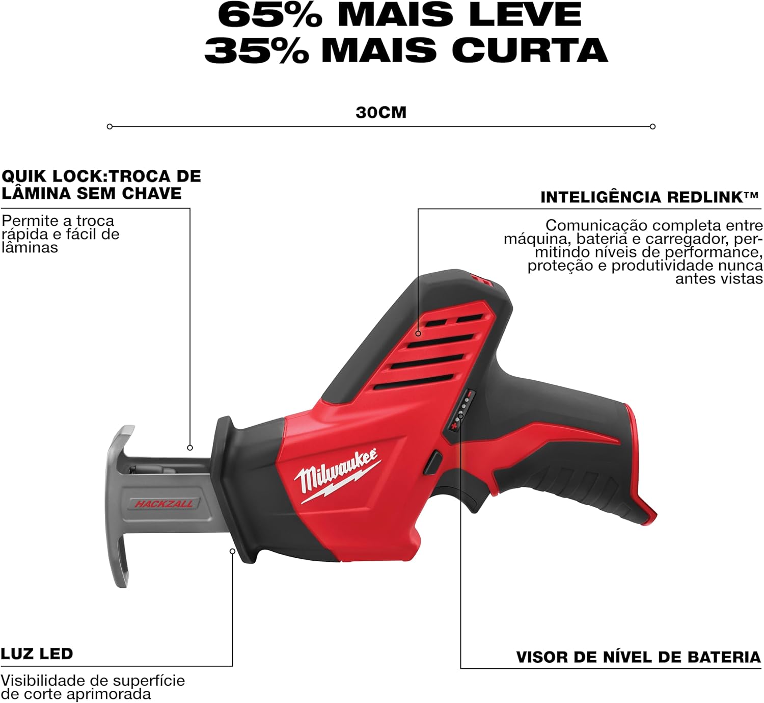 Milwaukee M12 12V Li-Ion Hackzall Cordless Reciprocating Saw - Tool-Only