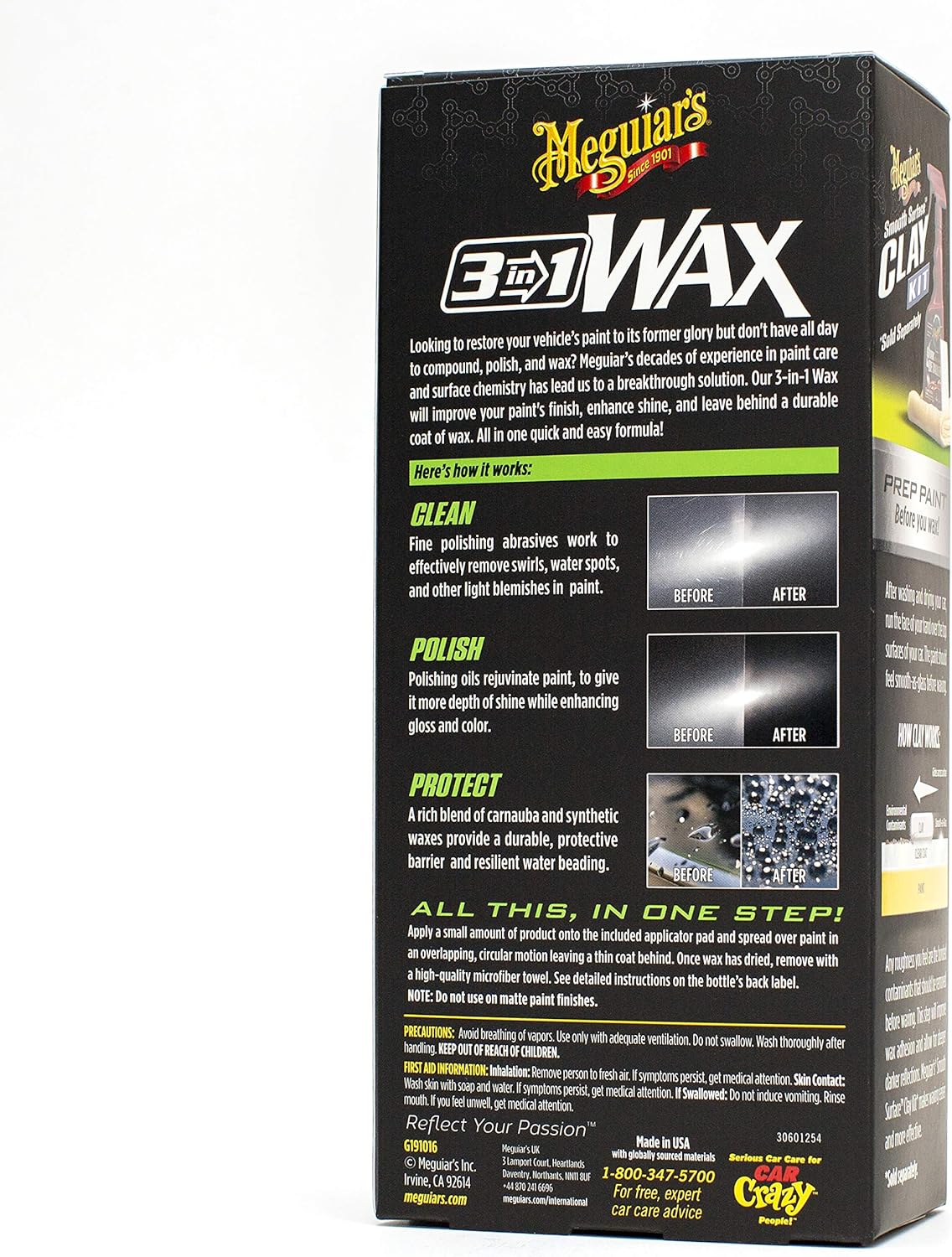 Meguiar's 3 In 1 Wax - Cire nettoyante avancée qui combine l'élimination des défauts et des rayures