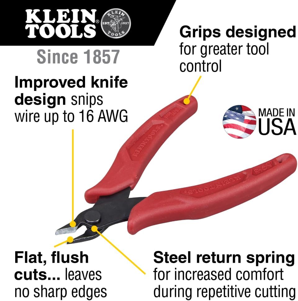 Klein Tools Pince coupante diagonale de précision 5" - Rouge