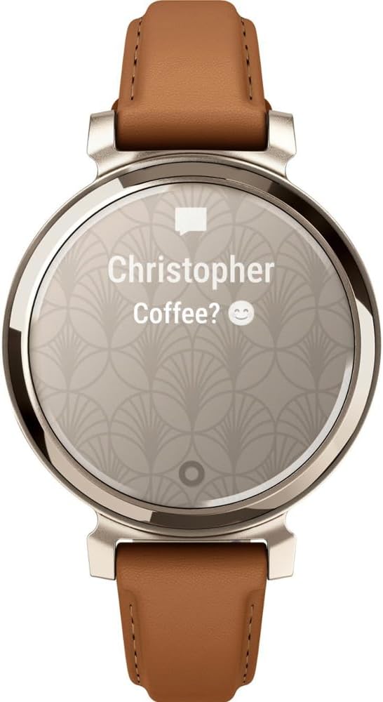 Garmin Lily Smartwatch avec bracelet en cuir Tan - Cream Gold