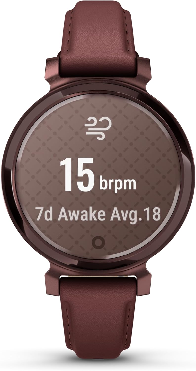 Garmin Lily Smartwatch avec bracelet en cuir - Dark Bronze