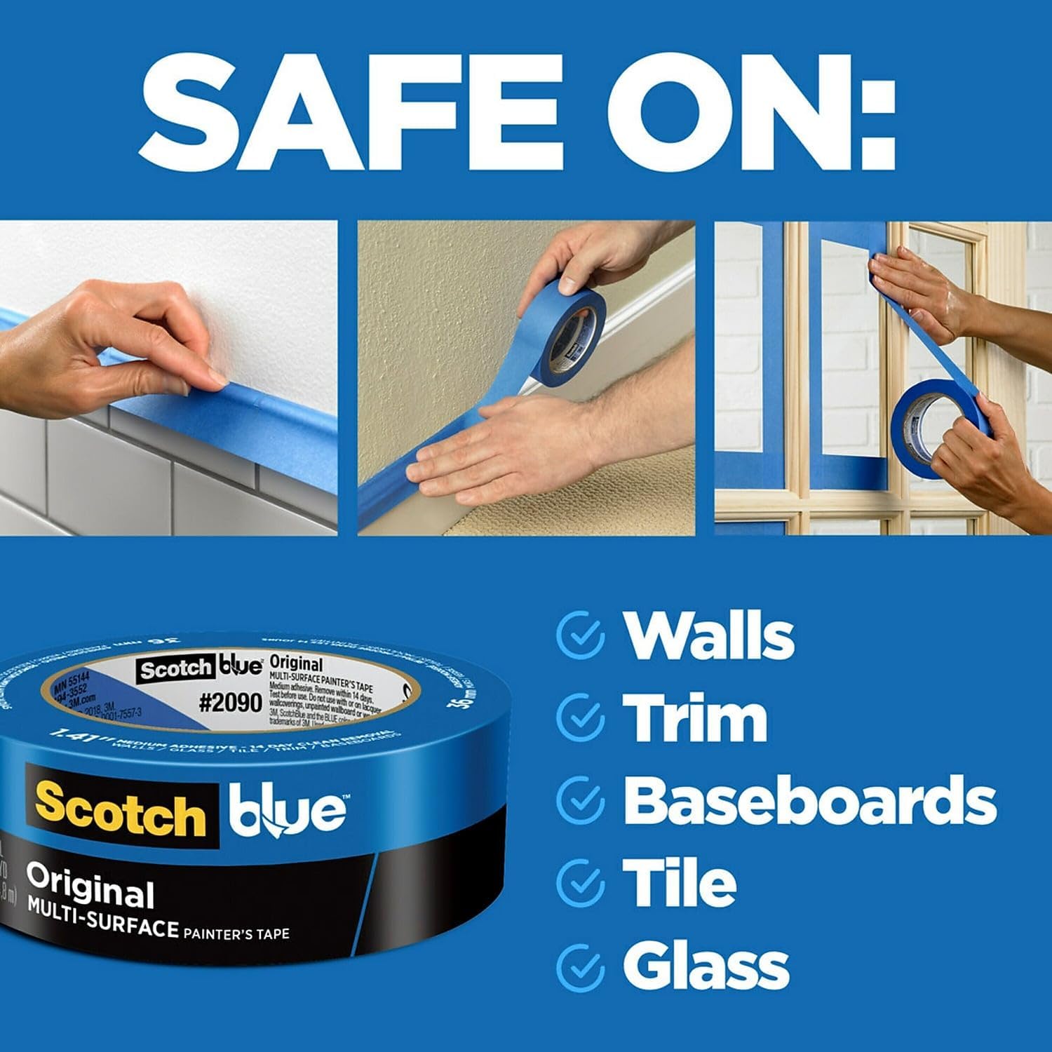 ScotchBlue Ruban de peintre multi-surface 24 mm - 6 rouleaux