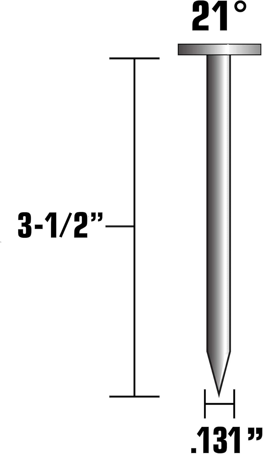 Metabo HPT Clous pour charpente à tête ronde 3-1/2" x .131 - Bande de base brillante - 4000 pièces